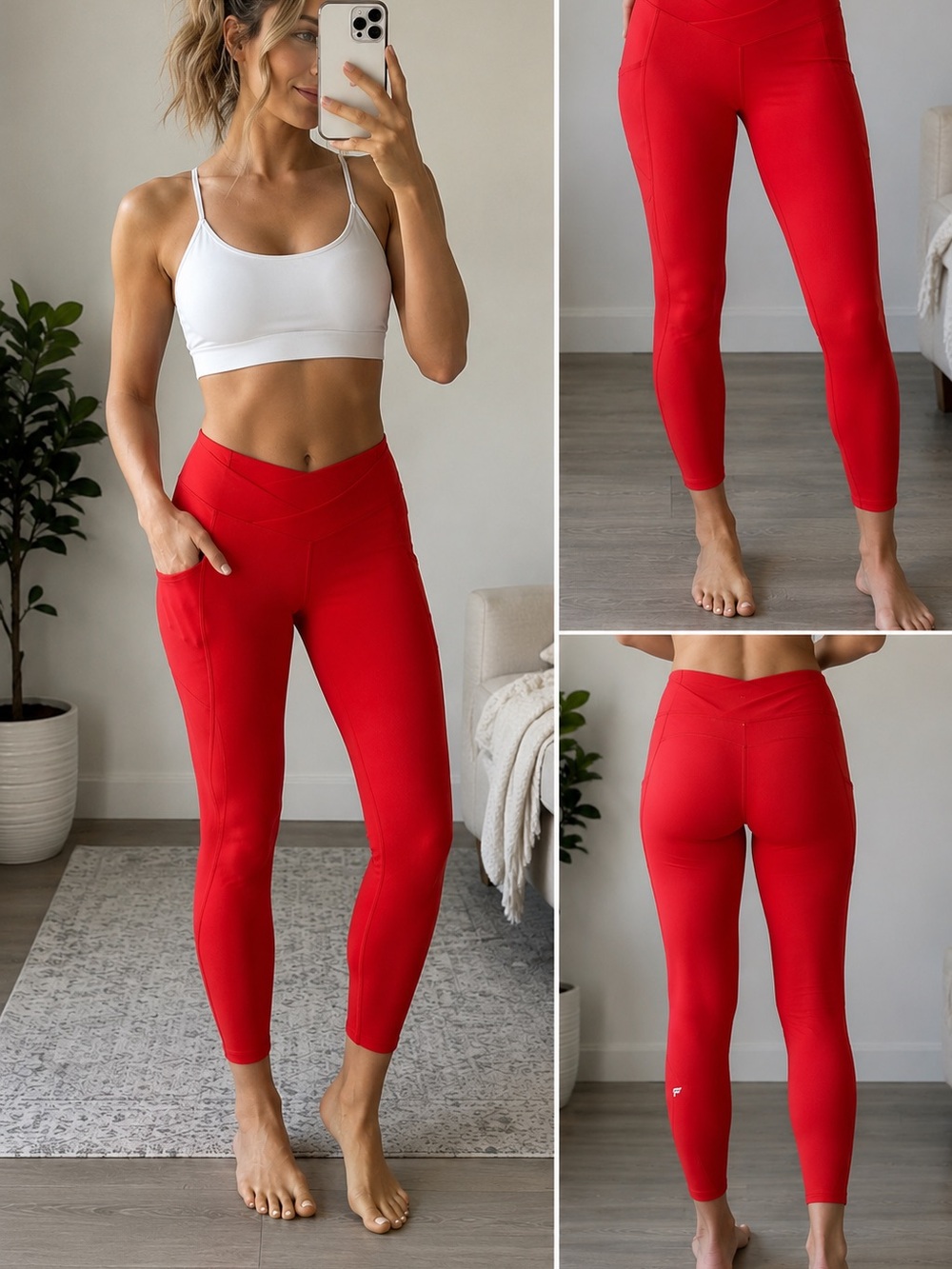 Fabletics Red Cross Over Leggings